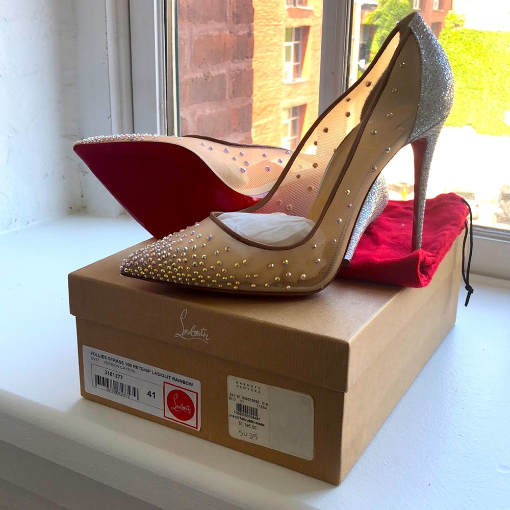 NEW Louboutin Follies Strass 100 Sz 41